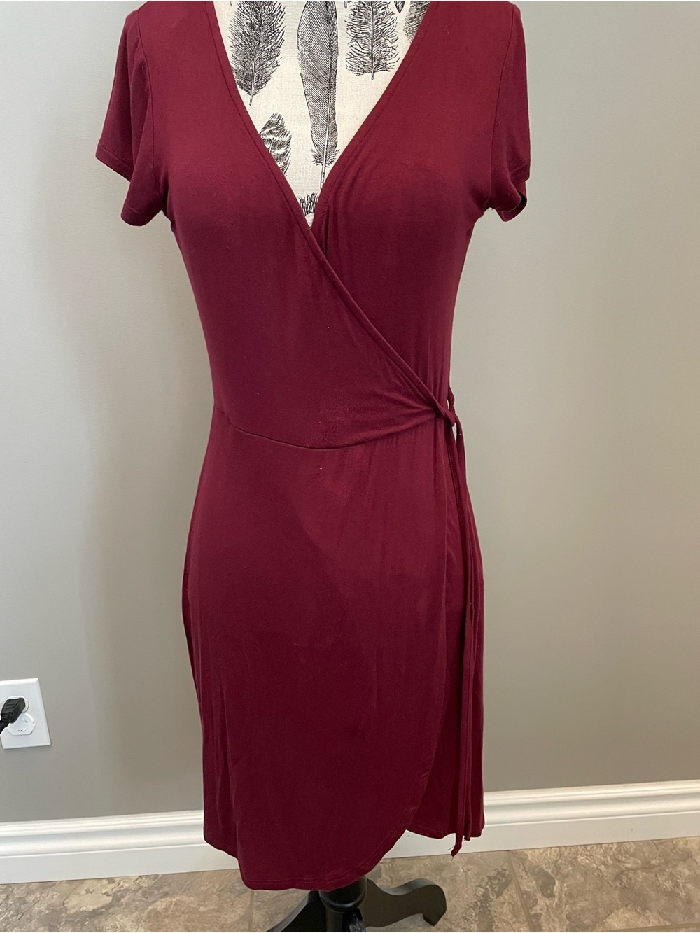 La Hearts Burgundy Wrap Midi Dress